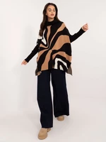 Black and brown patterned oversize turtleneck sweater