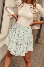 Chiffon skirt with cream and blue flowers