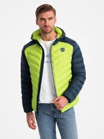 Ombre Men's quilted nylon sports style jacket - lime green