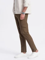 Ombre Men's REGULAR fabric pants with cargo pockets - olive