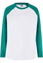 Boys' long-sleeved T-shirt Organic Oversized white/green