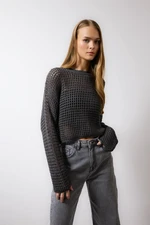 DEFACTO Regular Fit Crew Neck Crochet Sweater