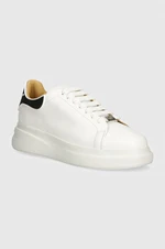 Kožené sneakers boty Philipp Plein Lo-Top Mega Star bílá barva, USC0599 PLE005N 01