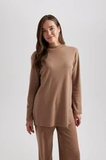 DEFACTO Half Turtleneck Softshell Long Sleeve T-Shirt Tunic with Soft Fur Inside