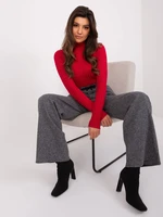 Off-black knitted trousers with wide legs