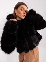 Black women's demi-season jacket with eco fur