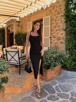 Black midi dress with slit