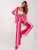 Fuchsia and ecru striped suit pants