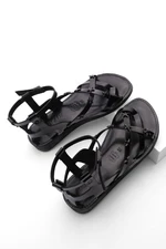 Marjin Women's Genuine Leather Eva Sole Flip Flops Daily Sandals Renta black