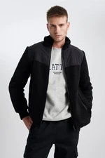 DEFACTO Modern Fit Stand Collar Fleece Lined Plush Coat