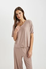 DEFACTO Fall In Love Regular Fit V-Neck Casual Short Sleeve Pajama Top