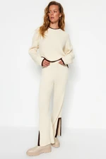 Trendyol Stone Crop Ribbed Color Block Knitwear Bottom-Top Set