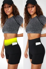 Trendyol Black 2nd Layer with Extra Abdominal Shapewear and Short Knitted Sports Shorts/Short Leggings