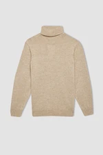 DEFACTO Boy Beige Turtleneck Basic Plain Knitwear Sweater