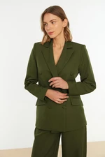 Trendyol Khaki Regular Lined Double Breasted Closure Woven Blazer Jacket