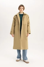 DEFACTO Water Repellent Oversize Wide Cut Detachable Hooded Waist Tied Long Trench Coat