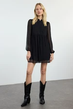 Trendyol Black Waist Open Mini Woven Winter Dress