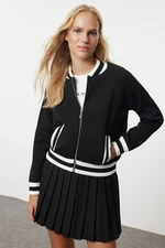 Trendyol Black Zippered Jacket Look Knitwear Cardigan