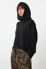 Trendyol Black Hooded Stitching Detailed Regular/Normal Cut Soft Touch Knitted Sweatshirt