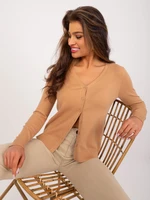 Women's long-sleeved camel cardigan