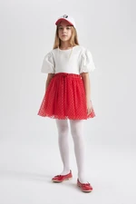 DEFACTO Girl's Stretch Waisted Red Tulle Red Skirt