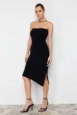 Trendyol Black Midi Knitwear Strapless Premium Yarn/Special Yarn Knitwear Dress