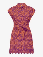 Orange-purple women's shirt patterned dress ONLY Lou - Women's