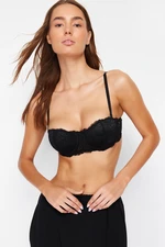 Trendyol Black Lace String Strap Push-Up Strapless Knitted Bra