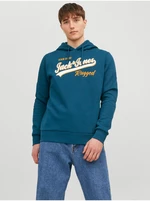 Modrá pánska mikina s kapucňou Jack & Jones Logo