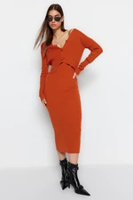 Trendyol Tile Fitted Midi Knitwear Cardigan Dress Suit