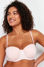 Trendyol Curve Light Pink Ribbed Strapless Bra