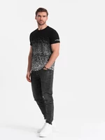 Ombre Men's gradient print cotton t-shirt - black