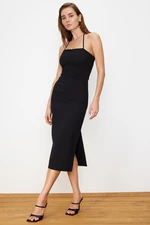 Trendyol Black Body-Fitting Slit Maxi Pencil Skirt Woven Dress