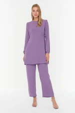 Trendyol Purple Eyelet Tie Detailed Aerobin Tunic-Pants Set