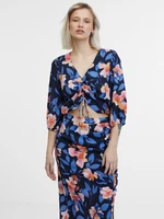 Dark blue women's floral blouse ORSAY