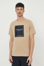 Bavlnené tričko Michael Kors pánsky, béžová farba, s potlačou