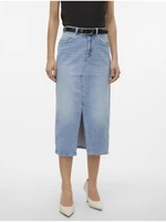 Light blue women's denim midi skirt Vero Moda Veri - Women's