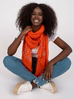 Dark orange scarf with decorative appliqué