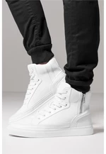 Men's Zipper High Top Sneakers - White