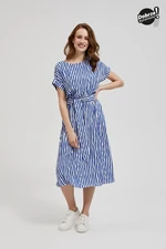 Women's striped midi dress MOODO - navy blue