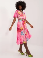 Pink patterned dress with short sleeves