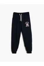 Koton Jogger Sweatpants Slogan Printed Pocket Tied Waist