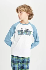 DEFACTO Boy Printed Long Sleeve Top Long Bottom Pajama Set