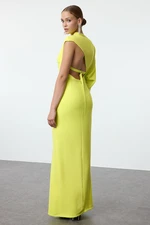 Trendyol Green Backless Detailed Woven Long Evening Dress