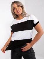 Ecru-black blouse size plus with short sleeves