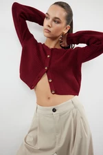 Trendyol Claret Red Super Crop Basic Knitwear Cardigan