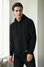 12612 Dewberry Hooded Kangaroo Pocket Mens Sweatshirt-BLACK