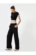 Koton Wide Leg Sweatpants, Elastic Waist, Pocket, Comfortable Fit