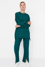 Trendyol Green Oversize Slit Detailed Scuba Tunic-Pants Knitted Bottom-Top Set