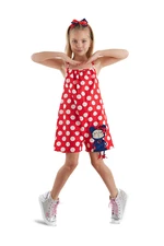 Denokids Red Polka Dot Girl's Woven Jumpsuit